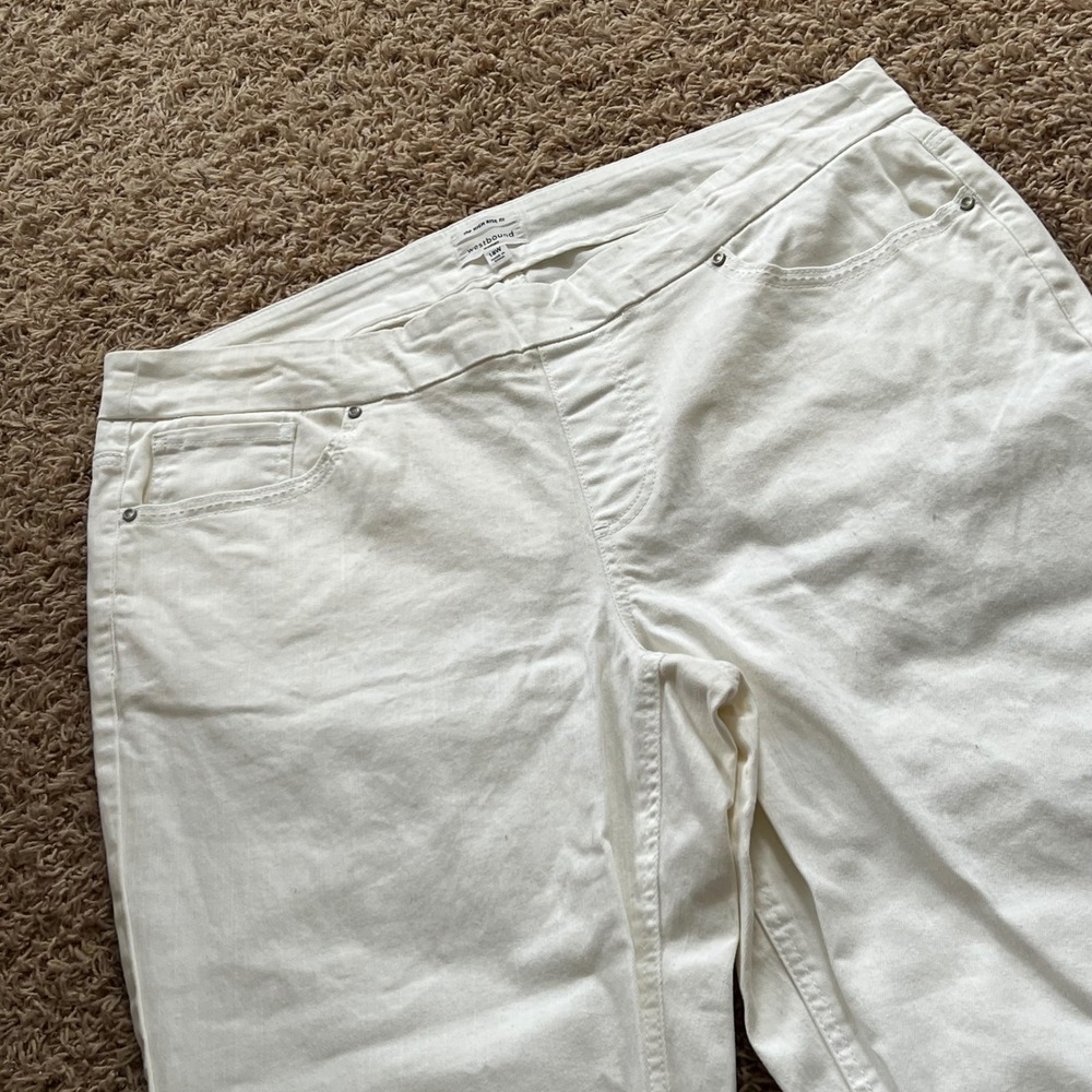 Westbound Woman White High Rise Elastic Waist Cropped Jeans Women's Size‎ 18W